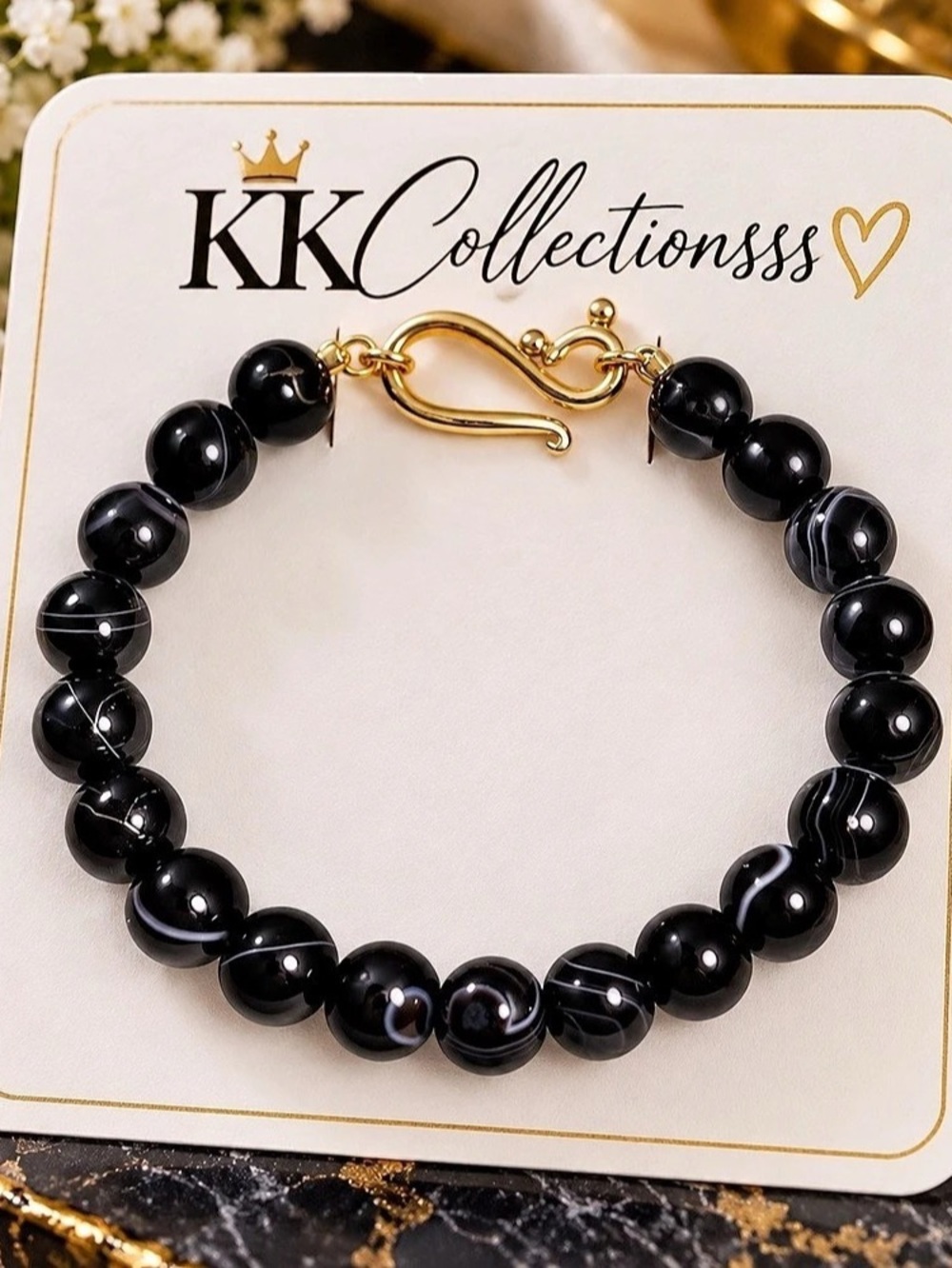 KK Collectionss Black Beaded Bracelet NWT